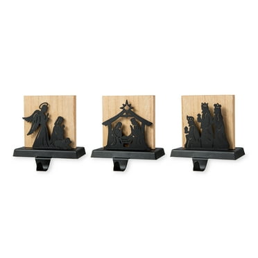 Glitzhome Set of 3 Christmas Metal Nativity Scene Stocking Holder