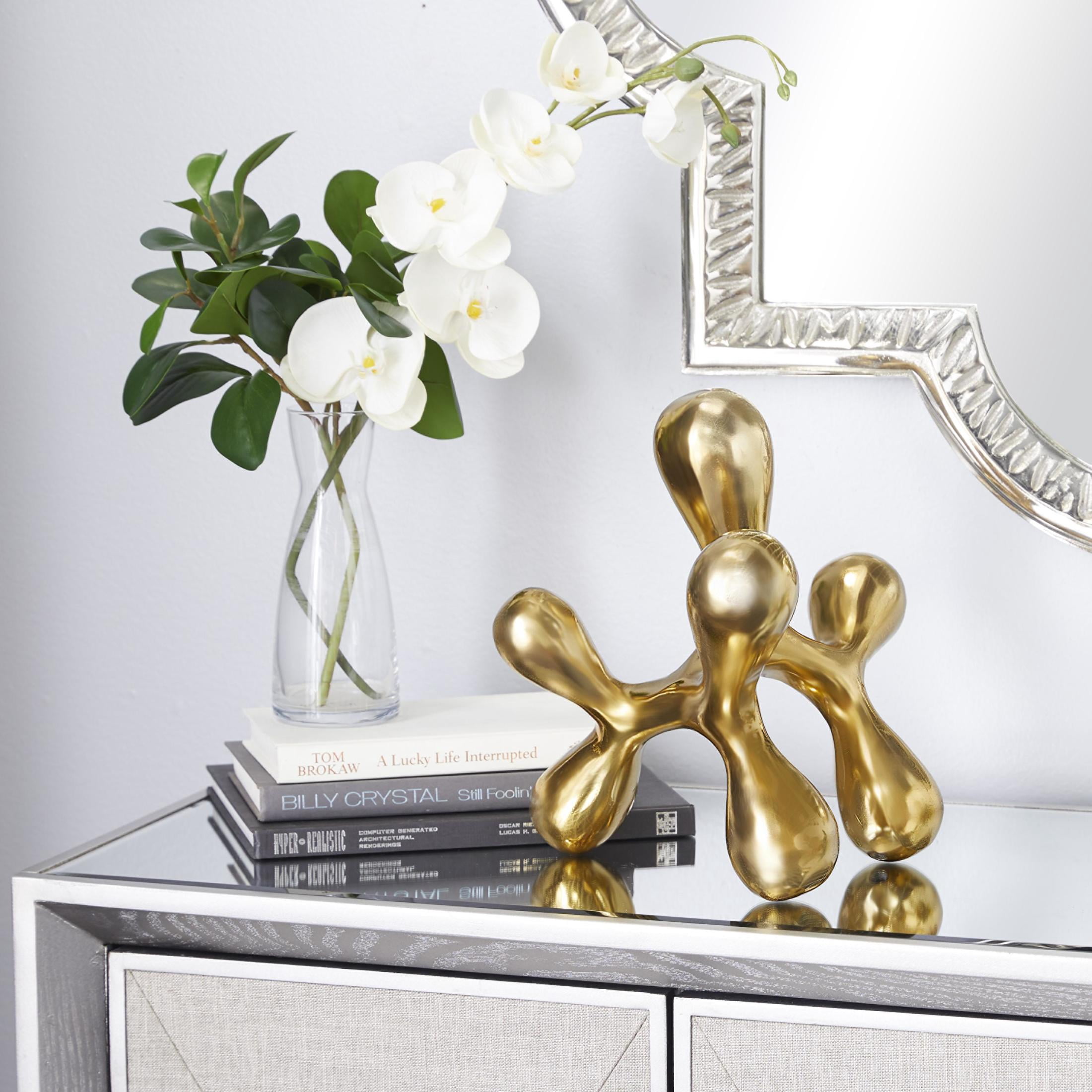 11" x 12" Gold Aluminum Metal Abstract Sculpture, by CosmoLiving by Cosmopolitan
