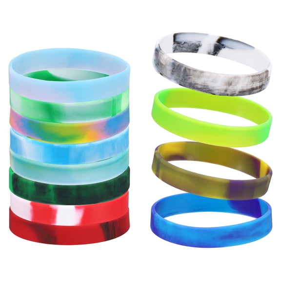 Uxcell Color Pattern Rubber Bracelets Wristbands, Silicone Bracelets Wristbands for Adults Wrist Band 12 Pcs & Mixed Black White-Fitting for Both Men and Women