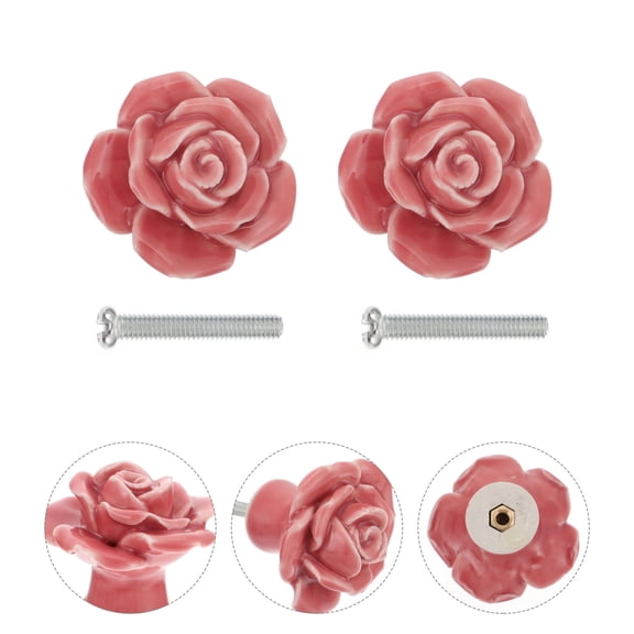 WHAMVOX 8 Pcs Vintage Knobs for Dresser Floral Cabinet Antique Pink