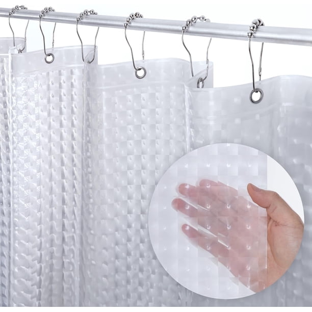Cortina de ducha de EVA impermeable, de plástico para duchas y bañeras, resistente, con imanes con peso y ojales inoxidables, diseño de ojos de gato 3D, 182 x 182 cm.