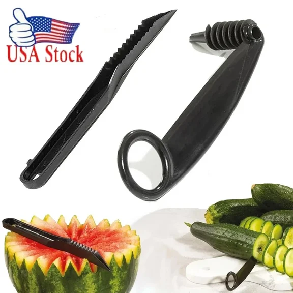 Kitchen Spiral And V-Shaped Tools,2In1 Spiral Cutter And V-Shaped Fruit Knife Cw