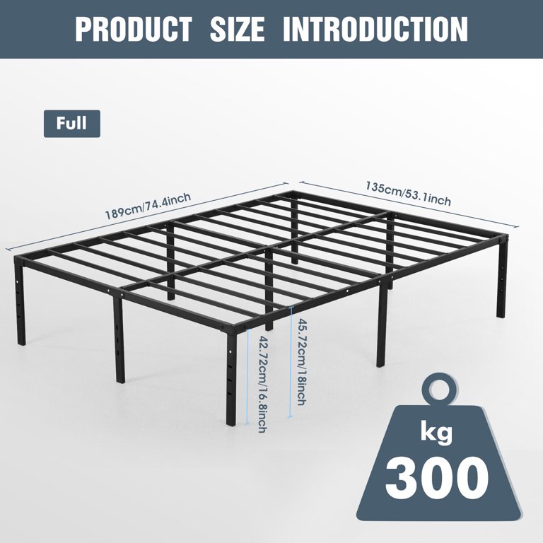 OYAJIA Full Size Bed Frame with Headboard No Box Spring