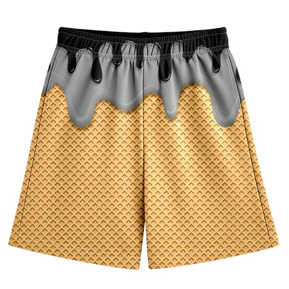 BloomJoy Toddler Ice Cream Shorts 2-14T Boy Girl Elastic Waist with Pockets Summer Cool Preppy Ice Cream Baseball Shorts 2-3 Years Black Summer Shorts