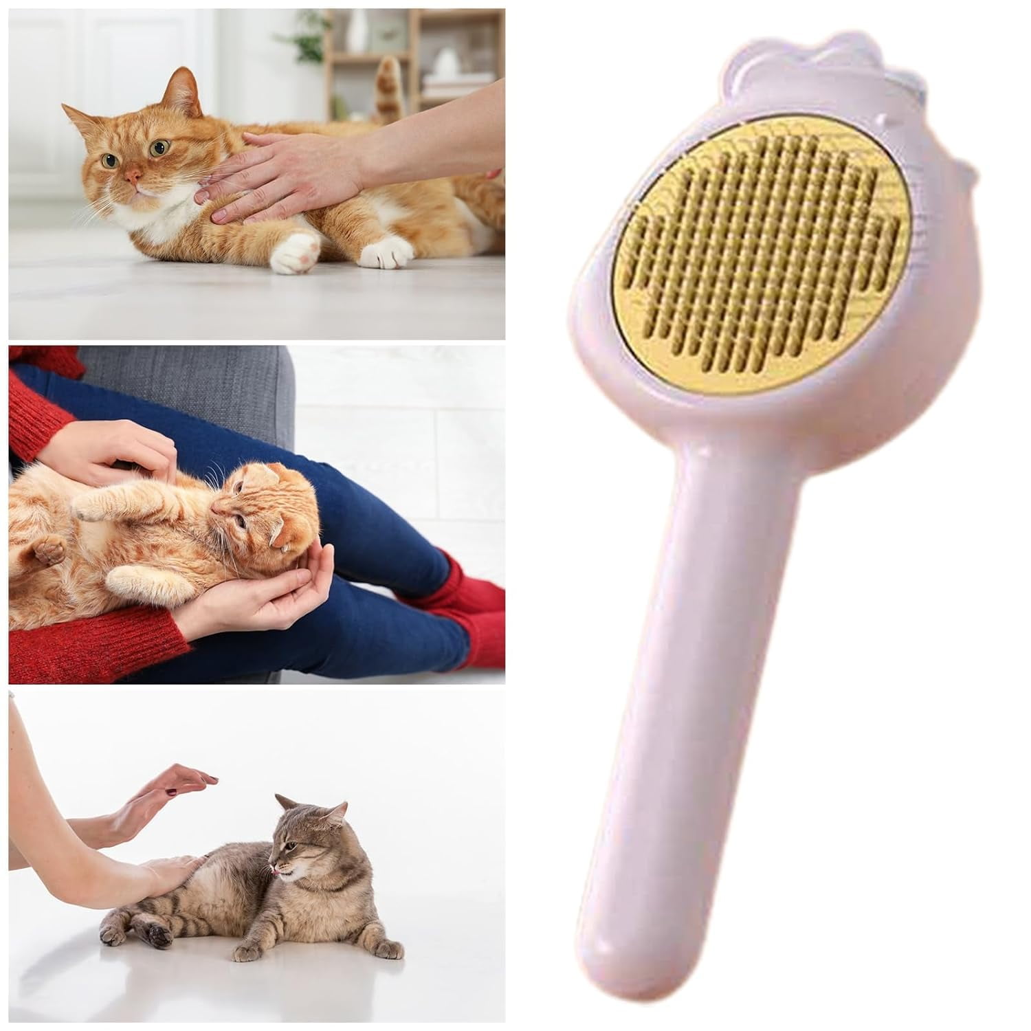 Cat Brush with Release Button Cat Brushes for Indoor Cats Pets Grooming Comb Pet Comb with Release Button Gentle Hair Removal Massage Brush Purple Walmart