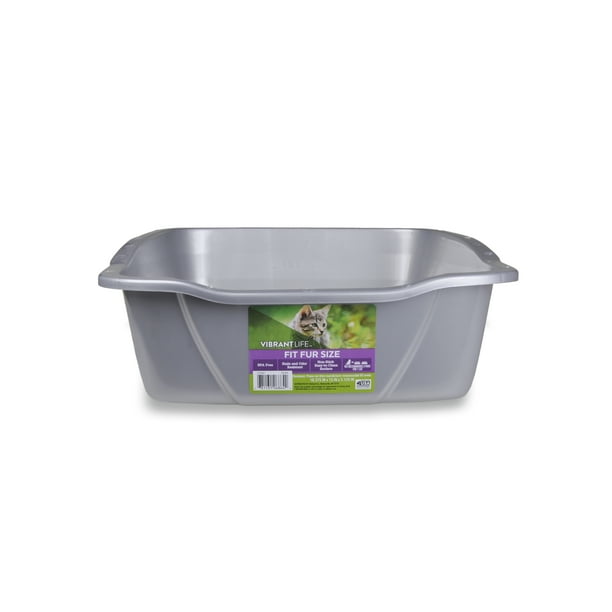 Vibrant Life Fit Fur Size Cat Litter Box, Silver