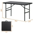 thumbnail image 2 of ChicCrest Portable 4 Foot Plastic Folding Table, Indoor Outdoor Heavy Duty Fold-in-Half Picnic Party Camping Barbecues Table with Carrying Handle-Black, 2 of 11