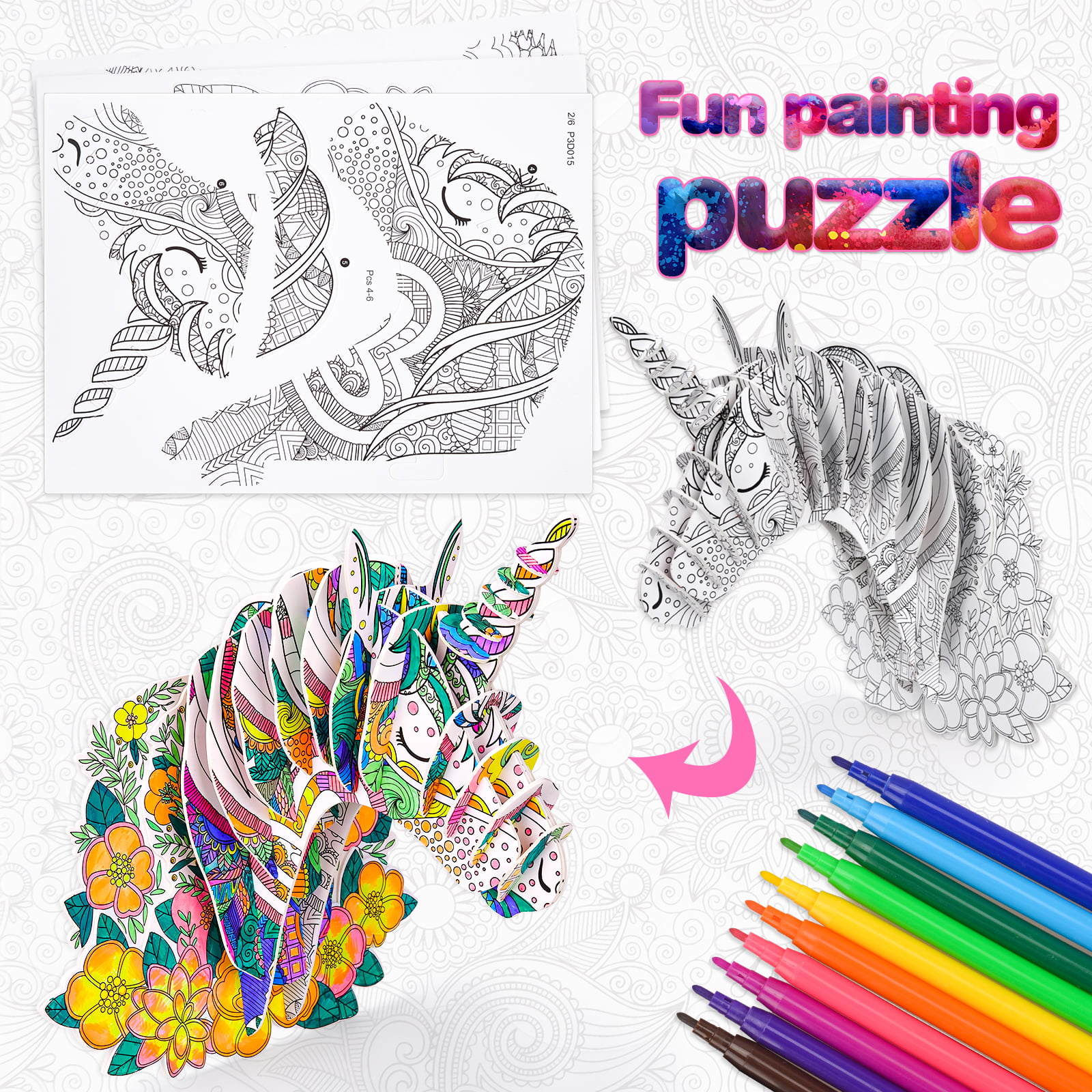 Dikence Crafts for Kids Age 6-10, Unicorn Arts for 8-12 Year Old Girls Boys  Educational Drawing Puzzle Gifts Toys for Girls Ages 6-12 Coloring Crayons