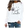 thumbnail image 2 of Feimerou Womens Long Sleeve Tops Plus Size Crewneck Graphic Sweatshirts Classic Fit Dandelion Printed Casual Pullover Top, 2 of 8