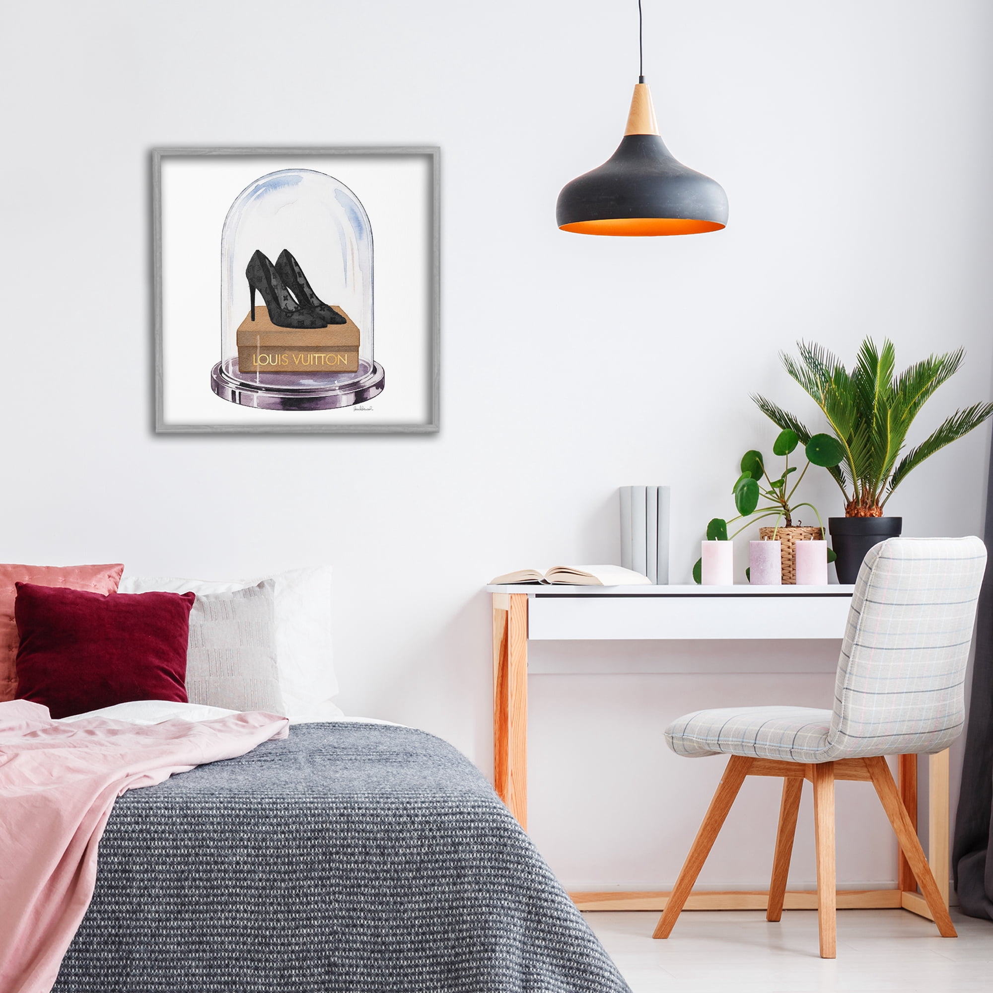 Stupell Industries Black Heels in Bell Jar Gray Framed Giclee Art, design by Amanda Greenwood