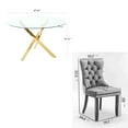 thumbnail image 2 of 47" Modern Round Glass Dining Table Set with 4 Velvet Upholstered Chairs,Golden Leg Glass Table with 4 Gray Chairs with Golden Leg, 2 of 7