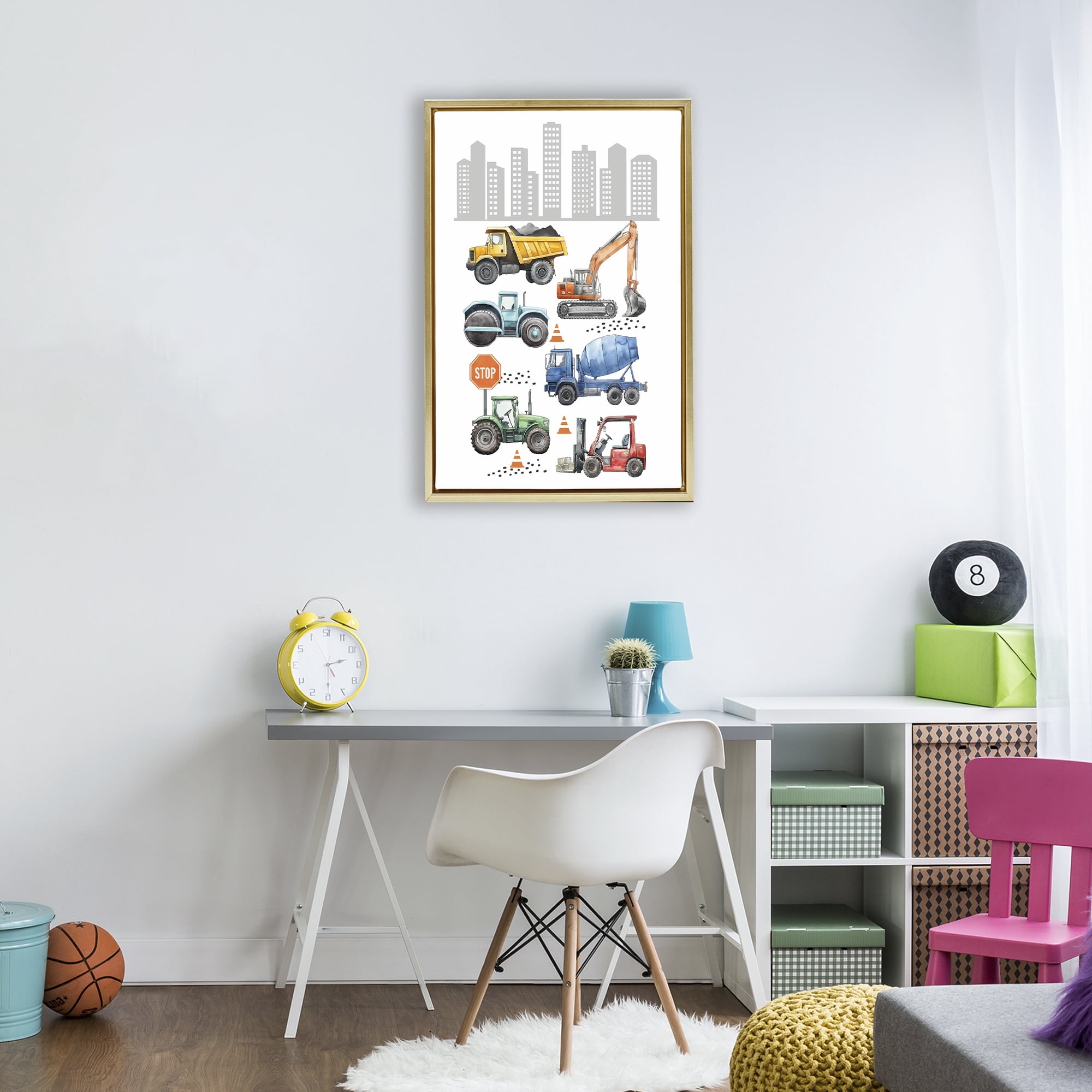 Stupell Industries City Keeps Moving Gold Framed Floater Canvas Wall Art, design by Christine Simpson Art
