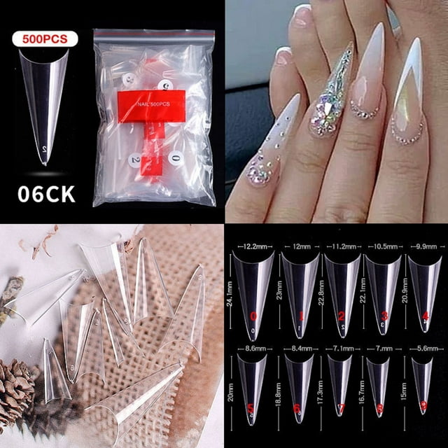 Uñas postizas, uñas postizas, regalos para mujeres, uñas francesas puntiagudas, uñas sin costuras, uñas transparentes, uñas postizas, uñas postizas