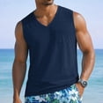thumbnail image 2 of Men's V-Neck Sleeveless Quick-Dry Sports T-Shirt, Muscle Cotton Shirts, Summer Athletic Casual Basic Tees with Pocket, XL, 2 of 8