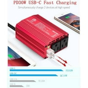 BESTEK 300W Car Power Inverter - DC 12V to 110V AC Converter, Fast Car Charger Adapter with 30W USB-C/18W Quick Charge/Dual 110V AC Outlet, Car Plug Adapter Outlet for Laptop