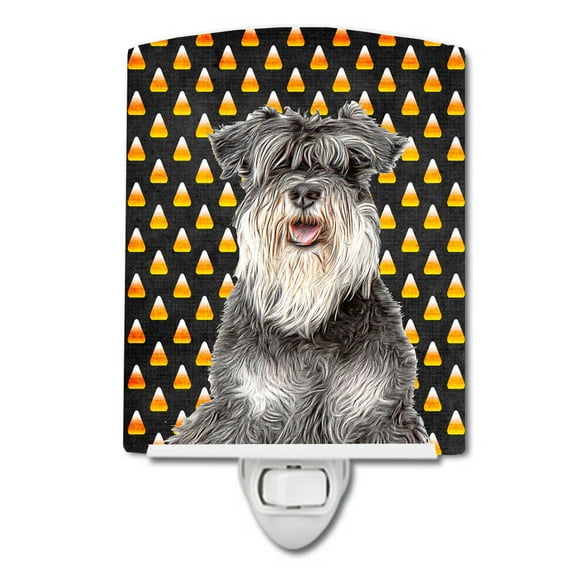 Caroline's Treasures KJ1213CNL Candy Corn Halloween Schnauzer Ceramic Night Light, 6x4x3", multicolor