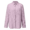 thumbnail image 4 of DondPO Long Sleeve Shirts Dress Shirts for Women Women Casual Shirt Long Sleeve Thin Button Solid Chiffon Lapel Long Sleeve Shirt Top Womens Tops Flannel Shirt Purple S, 4 of 5