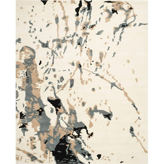 SAFAVIEH Bella Christiana Abstract Paint Splatter Wool Area Rug, Ivory/Grey, 8' x 10'