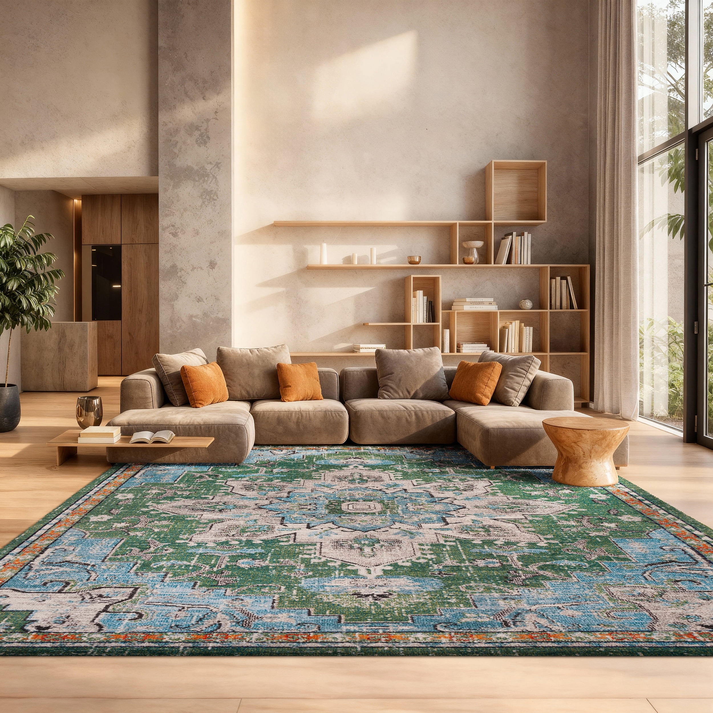 SAFAVIEH Madison Dalia Oriental Area Rug, Green/Turquoise, 10' x 14'