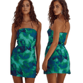 thumbnail image 3 of Vestido Tropical de Verano para Mujer, Sin Tirantes, Floral, Midi, Ajustado, para Fiesta y Club. Verde M, 3 of 7