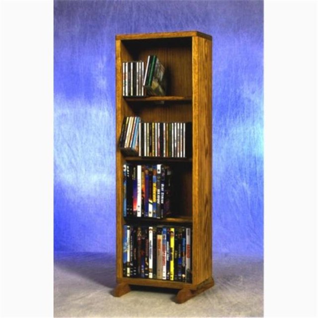Wood Shed Solid Oak 4 Row Dowel CD-DVD Cabinet Tower