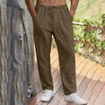 thumbnail image 6 of OGLCCG Mens Cotton Linen Pants Casual Elastic Waist Drawstring Summer Beach Yoga Trousers with Pockets Lightweight Loose Fit Baggy Long Pants, 6 of 8