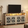 thumbnail image 4 of TROPOW Tv Stands for Living Room,Mid Century Modern Entertainment Center with LED Lights and Storage, Wooden Media Console Cabinet Furniture with Glass Door for Living Room Bedroom, Whitewash, 4 of 9