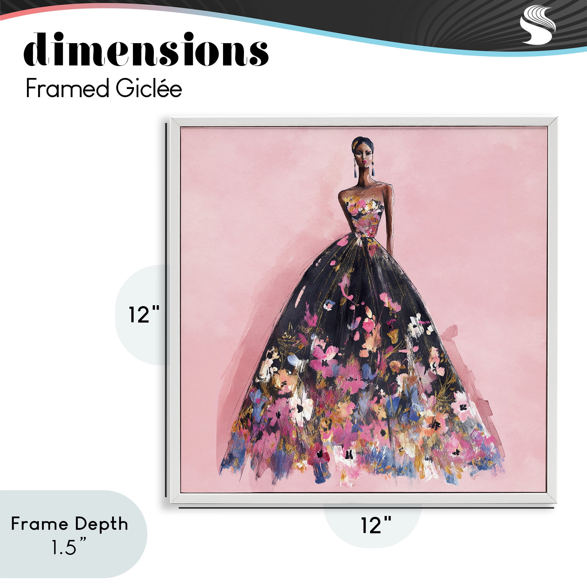Stupell Industries Floral Reverie Gown White Framed Giclee Art, design by Svetlana Aleynikova