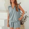 thumbnail image 3 of ZenCart Women Two Piece Outfit Sleeveless V Neck Tank Top And Elastic Waist Shorts Tracksuit Set Summer Casual Loungewear Sweatsuit, 3 of 7