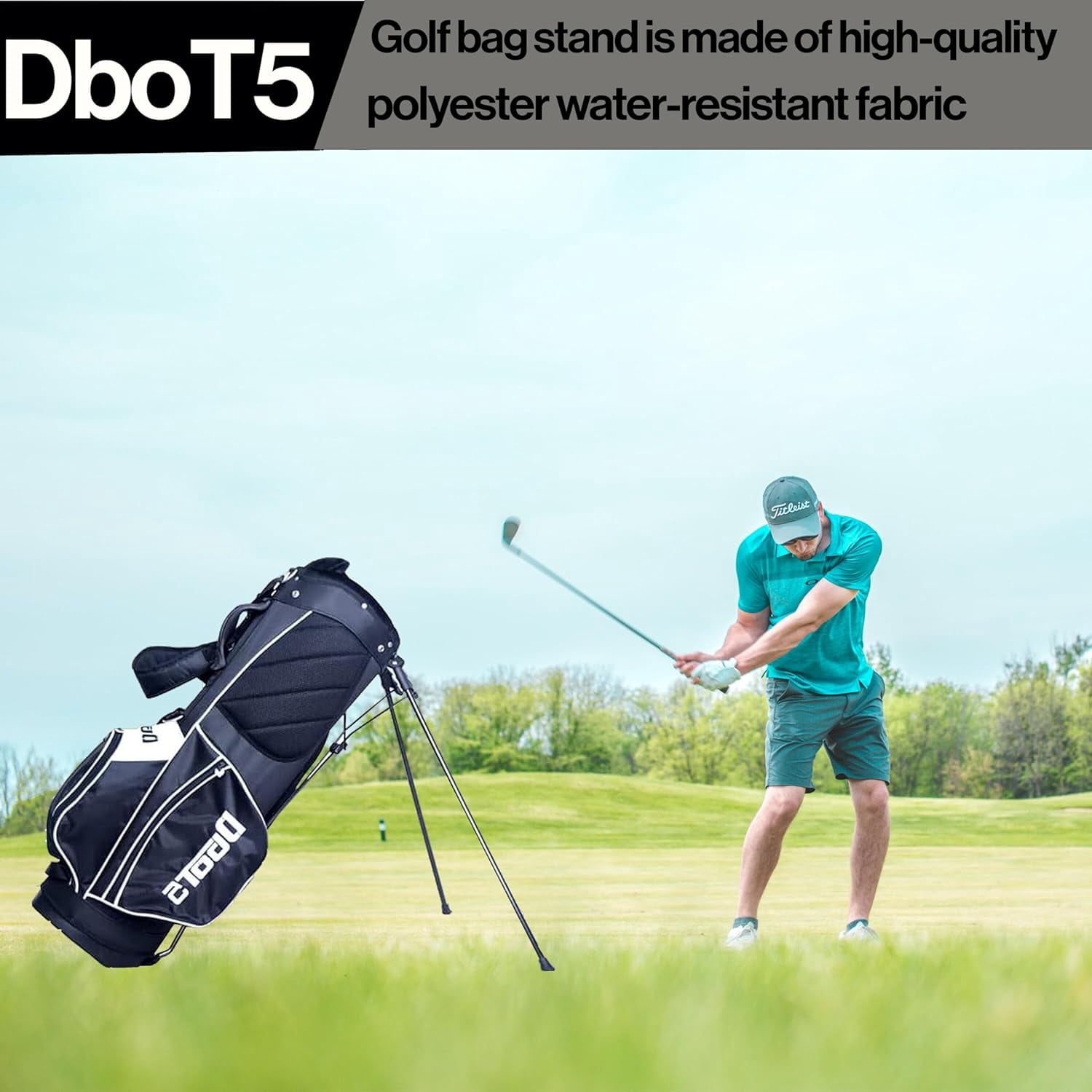 Dbot5 Sound Buddah New Golf Stand Bag Club for Men & Women - Lightweight Design with 8 Pockets (B/W)
