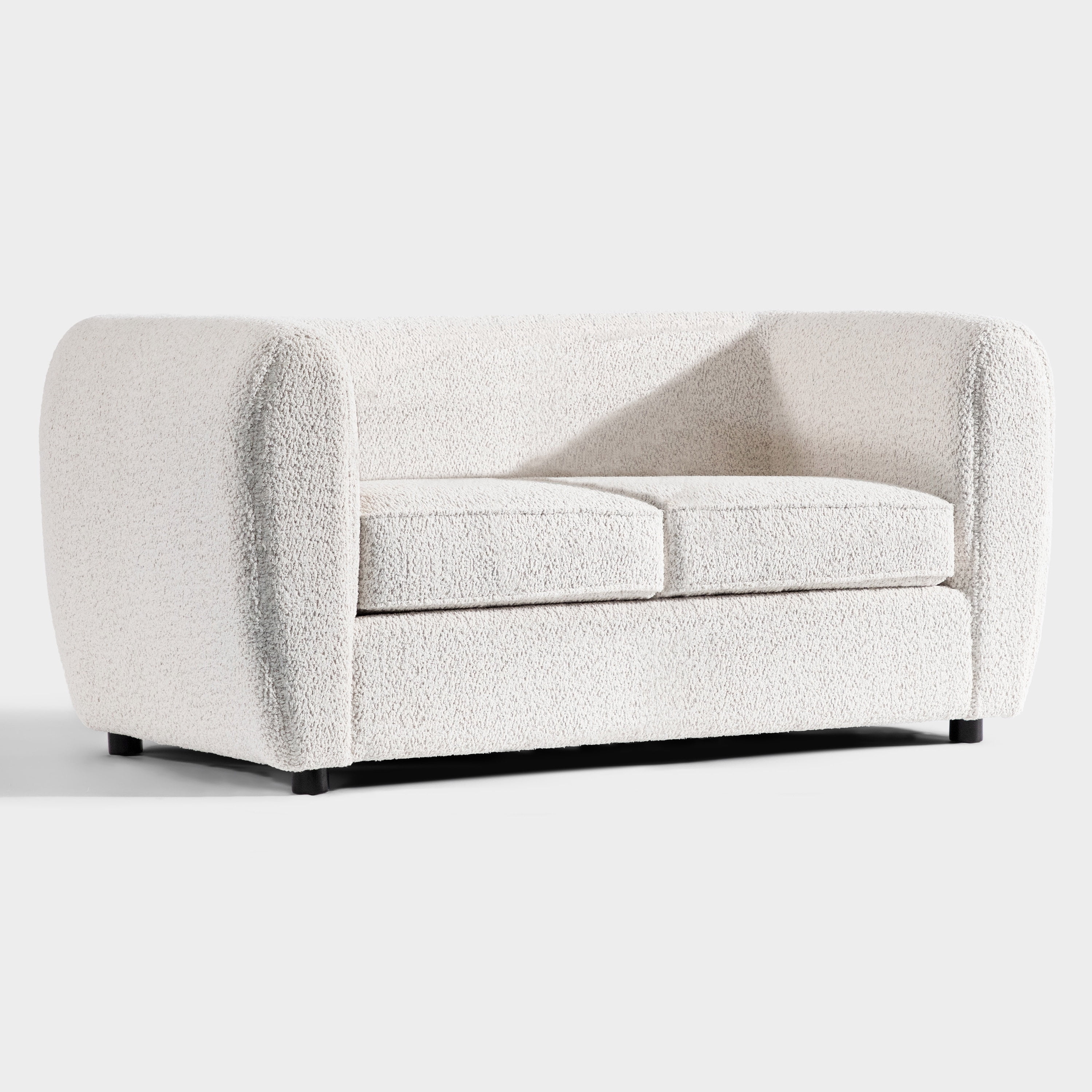 Furniture of America Nallia Tuxedo Style Upholstered Boucle Fabric White Loveseat