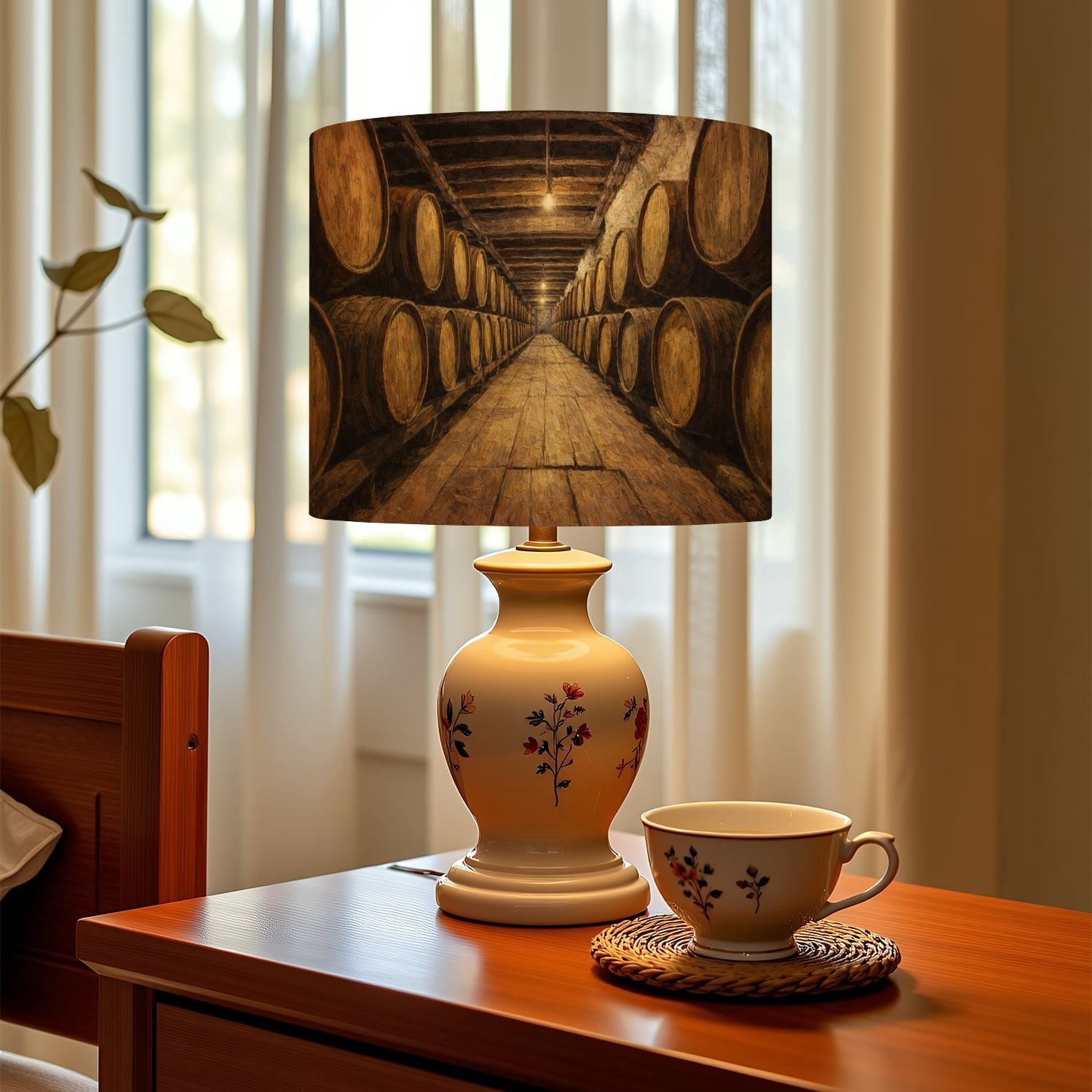 Linen Drum Lampshades Barrels Bourbon Whiskey Distillery Manufacturing Alcohol 13"x13"x10" Light Shade for Table Lamps Floor Lamp Shades Lampshade Replacement Assembly Required