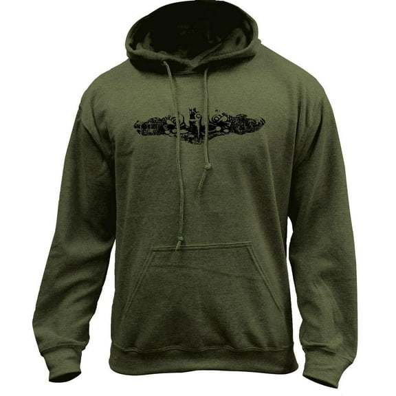Vintage Navy Submarine Warfare Insignia Subdued Veteran Pullover Hoodie Sweatshirt