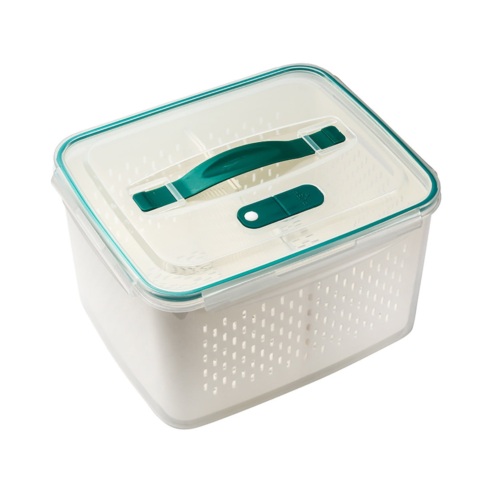Refrigerator Food Storage Container Kitchen Multi Layer Plastic Organizer with Lid Portable Produce Keeper Set of 1