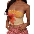 thumbnail image 3 of Cute Strapless Tube Tops for Women Y2K Floral Bandeau Crop Top Teen Girls 2025 Summer Trendy Going Out Tops Yellow S, 3 of 7