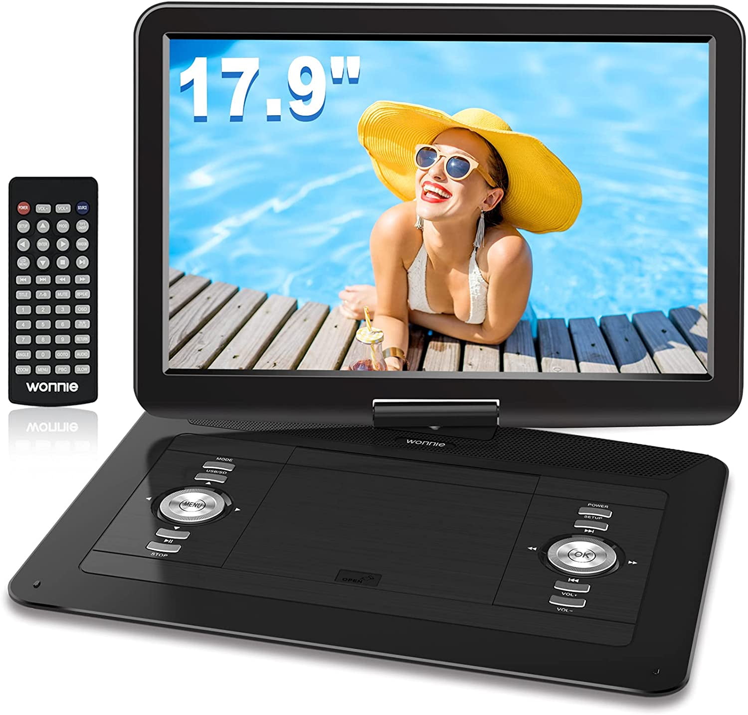 Permanent Grommen band ForAngel 17.9'' Large Portable DVD/CD Player with 6 Hrs 5000mAH  Rechargeable Battery, 15.4'' Swivel Screen，1366x768 HD LCD TFT, Regions  Free, Support USB/SD Card/ Sync TV , High Volume Speaker - Walmart.com