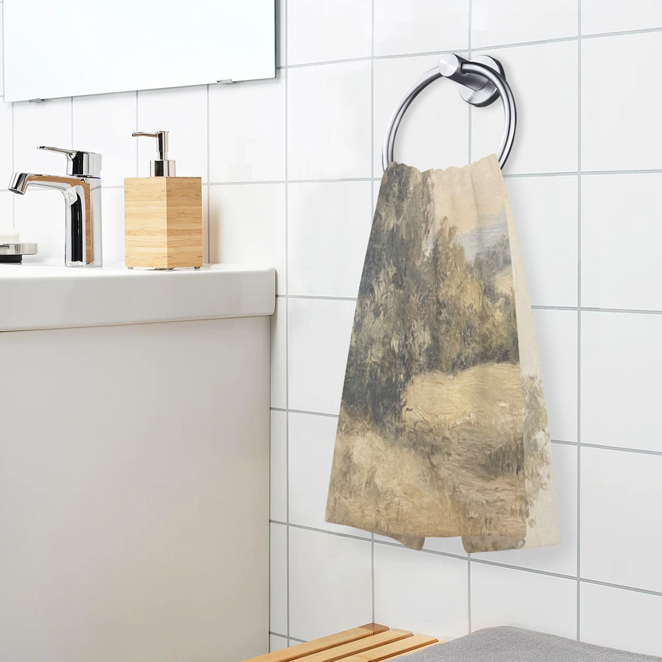 Cotton Towel Two-Piece 16x28 Inch One Sizex2 Face Towel Set Towel Set Cotton Hand Bath Towel Bathroom Beach The Beautiful Grey Forest