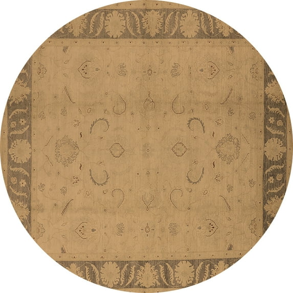 Ahgly Company Indoor Round Oriental Brown Traditional Area Rugs, 7' Round