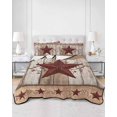 thumbnail image 2 of Twin Quilt Bedding Set, Red Texas Star Vintage Reversible Summer Quilt 3 Pieces, Farmhouse Berry Brown Wooden Lightweight Bedspreads Coverlets with 2 Pillow Shams for All Seasons, 2 of 5