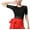 Black, variant on Women Ladies Half Sleeve Mesh Insert Merengue Bachata Cha-Cha-Cha Dance Body Top Bodysuits Lertard