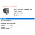 thumbnail image 2 of Relay - Compatible with 1989 - 1995 Toyota 4Runner 1990 1991 1992 1993 1994, 2 of 2