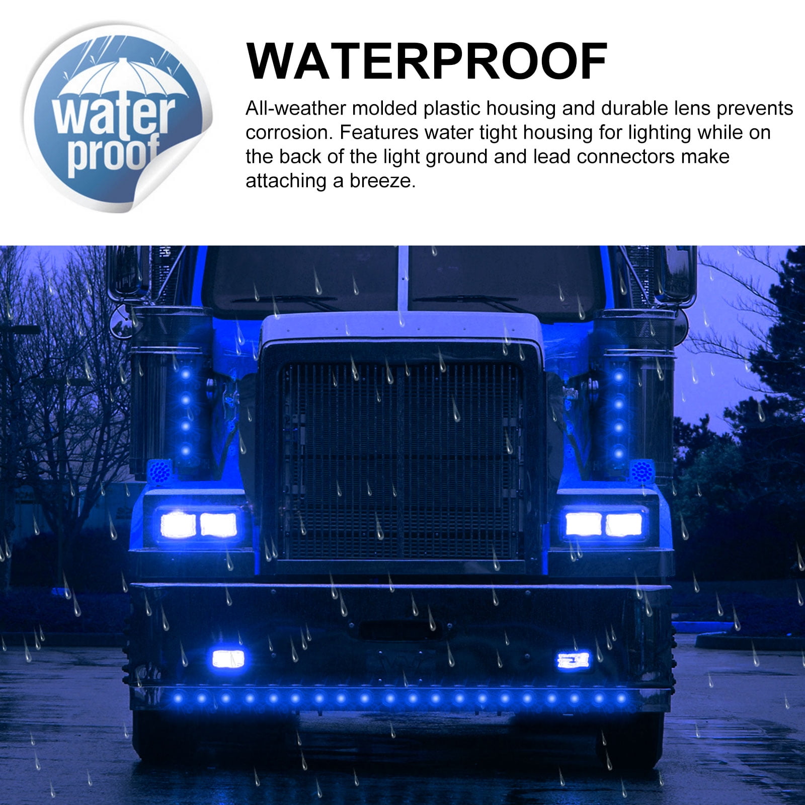 Pack of 10 Round LED Marker Lights,Ourbest 3/4 LED Clearence Front Rear Side Marker Indicators Light Tail Light Blue 12V-24V Waterproof for Car Truck Bus Boat 
