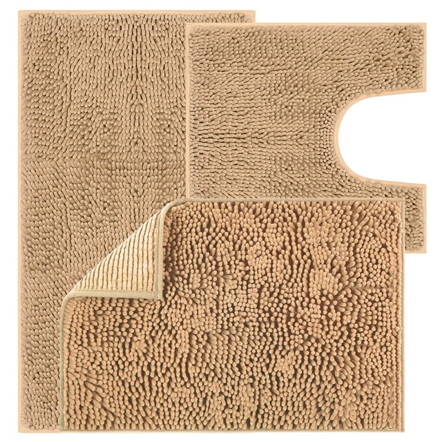 OCHINE 3 Pieces Plush Chenille Bathroom Rugs Set for Tub, Shower, and