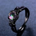 thumbnail image 2 of Vintage Black Gold Skull Women's Ring Purple Zircon Punk Halloween, 2 of 5