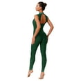 thumbnail image 2 of Raenseen Womens Sparkly Rhinestone Gymnastics Romper Sleeveless Unitard For Rhythmic Dance Competition Dark Green XL, 2 of 5