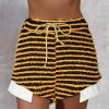 thumbnail image 1 of Pantalons pour Femmes Shorts Décontractés à Rayures Texturées Taille Haute Jaune TG, 1 of 7