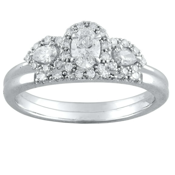 Brilliance Fine Jewelry 1/2 Carat T.W. Lab Grown Diamond Women Bridal Set Ring in 925 Sterling Silver