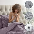 thumbnail image 6 of Virtu Twin Comforter Set, 7pc Bed in a Bag, Pleated Bedding Comforter Sets with Sheets, Grey Purple, 6 of 10