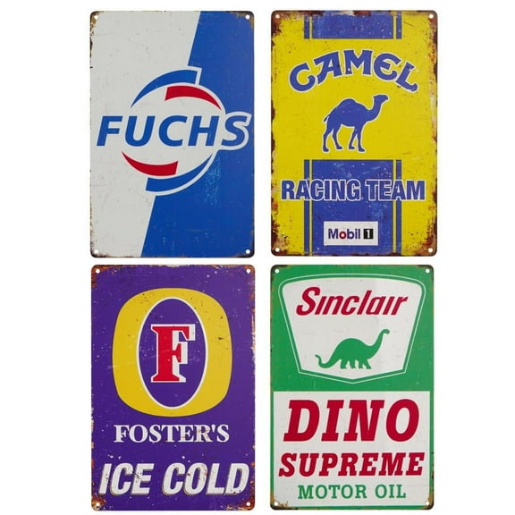 Vintage Tin Signs, Set of 5, Motor Oil and Automotive Advertisements