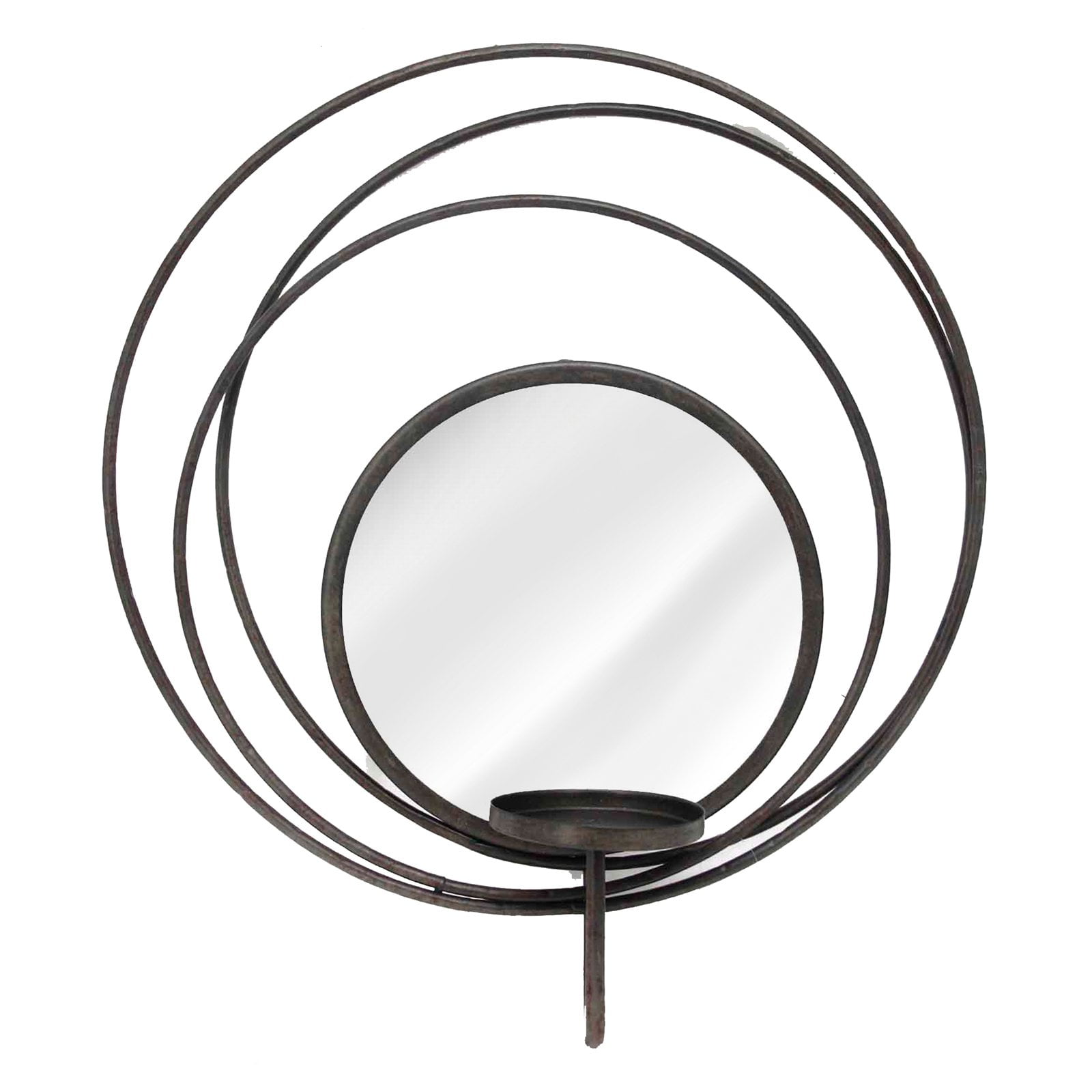 Sagebrook Home Circular Abstract Mirrored Pillar Wall Sconce Candle